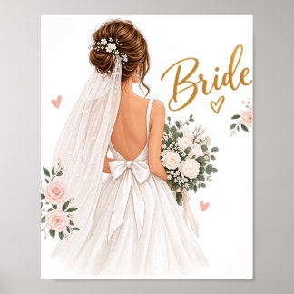 Elegant Bride Poster – Floral Wedding Backless Dre