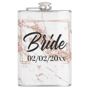 Elegant Bride: Rose Gold Celebration Hip Flask