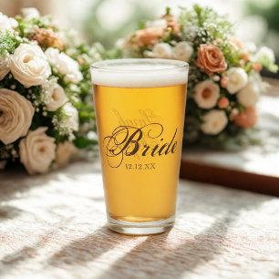 Elegant Bride Script Personalized Wedding Glass