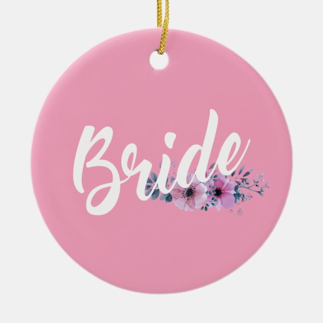 Elegant Bride Wedding Calligraphy Ceramic Ornament (Front)