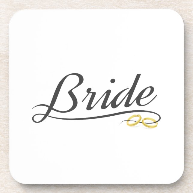 Elegant Bride Wedding Calligraphy | Coaster (Front)