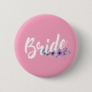 Elegant Bride Wedding Calligraphy   Pin Button