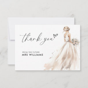 Elegant Bride Wedding Gown Bridal Shower Thank You Card