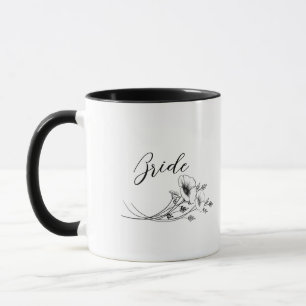Elegant Bride Wildflowers Doodles   Mug