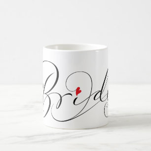 Elegant Bride Wrap Calligraphy Script Red Heart Coffee Mug
