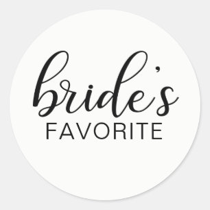 Elegant BRIDE's FAVORITE Wedding Gift Favours Classic Round Sticker