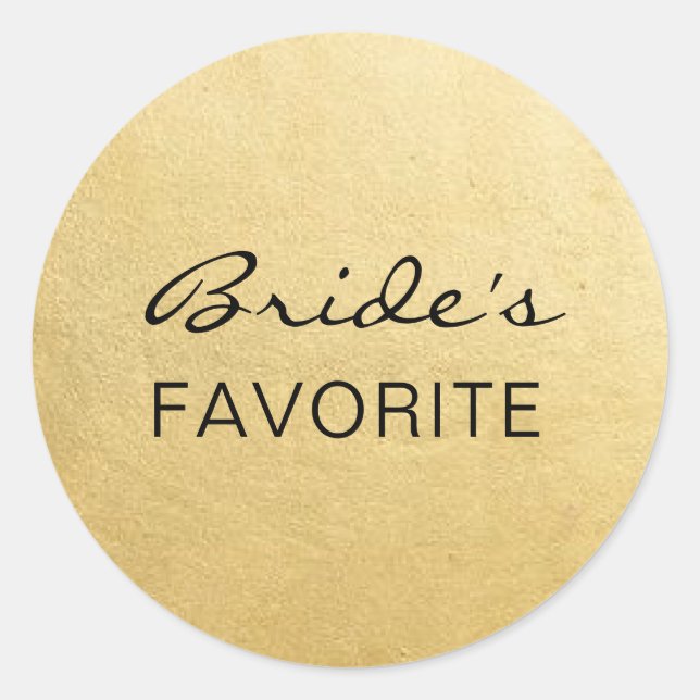 Elegant BRIDE's FAVORITE Wedding Gift Favours Classic Round Sticker (Front)