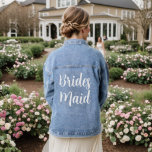 Elegant Bridesmaid Bachelorette Template Womens  Denim Jacket<br><div class="desc">Upload Image Photo Logo Add Text Name Elegant Modern Template Womens Bridesmaid Script Wedding Bachelorette Blue Denim Jacket.</div>