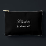 Elegant Bridesmaid Black Accessory Pouch<br><div class="desc">Elegant Bridesmaid Black Accessory Pouch, please personalize the name of the bridesmaid, using the online personalization template before ordering. The personalization template may also easily be used to personalize the design for other wedding guest roles, such as Maid of Honour, by changing the relevant text accordingly before before adding to...</div>