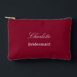 Elegant Bridesmaid Burgundy Accessory Pouch<br><div class="desc">Elegant Bridesmaid Burgundy Accessory Pouch, please personalize the name of the bridesmaid, using the online personalization template before ordering. The personalization template may also easily be used to personalize the design for other wedding guest roles, such as Maid of Honour, by changing the relevant text accordingly before before adding to...</div>