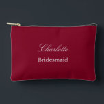 Elegant Bridesmaid Burgundy Accessory Pouch<br><div class="desc">Elegant Bridesmaid Burgundy Accessory Pouch, please personalize the name of the bridesmaid, using the online personalization template before ordering. The personalization template may also easily be used to personalize the design for other wedding guest roles, such as Maid of Honour, by changing the relevant text accordingly before before adding to...</div>
