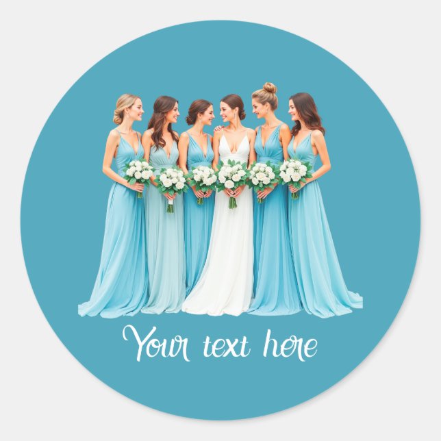 Elegant Bridesmaid customizable Wedding Classic Round Sticker (Front)