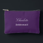 Elegant Bridesmaid Dark Purple Accessory Pouch<br><div class="desc">Elegant Bridesmaid Dark Purple Accessory Pouch, please personalize the name of the bridesmaid, using the online personalization template before ordering. The personalization template may also easily be used to personalize the design for other wedding guest roles, such as Maid of Honour, by changing the relevant text accordingly before before adding...</div>