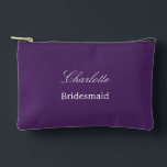 Elegant Bridesmaid Dark Purple Accessory Pouch<br><div class="desc">Elegant Bridesmaid Dark Purple Accessory Pouch, please personalize the name of the bridesmaid, using the online personalization template before ordering. The personalization template may also easily be used to personalize the design for other wedding guest roles, such as Maid of Honour, by changing the relevant text accordingly before before adding...</div>