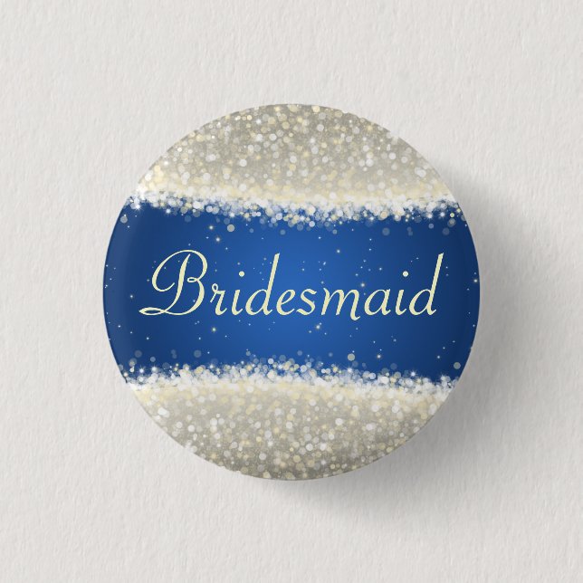 Elegant Bridesmaid Favour Dazzling Sparkles Blue 1 Inch Round Button (Front)