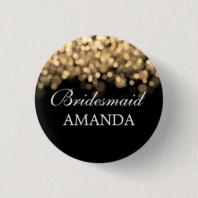 Elegant Bridesmaid Favour Gold Lights 1 Inch Round Button (Front)