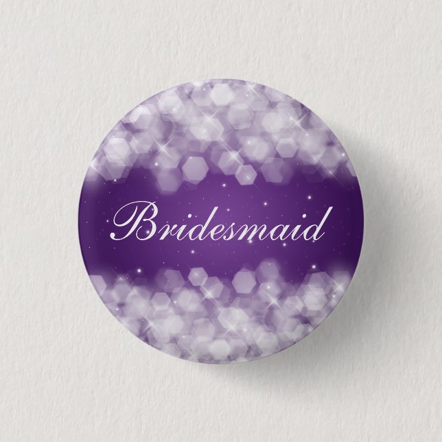 Elegant Bridesmaid Favour Party Sparkle Purple 1 Inch Round Button (Front)