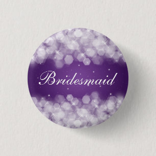 Elegant Bridesmaid Favour Party Sparkle Purple 1 Inch Round Button