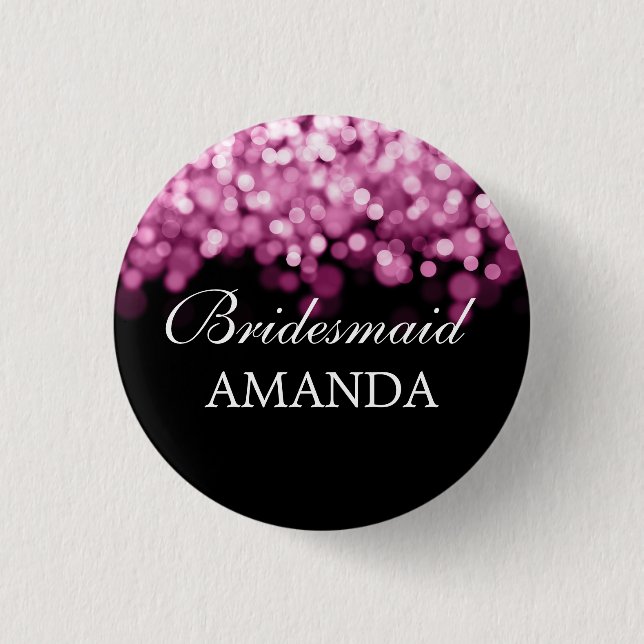 Elegant Bridesmaid Favour Pink Lights 1 Inch Round Button (Front)