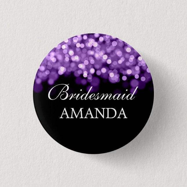 Elegant Bridesmaid Favour Purple Lights 1 Inch Round Button (Front)