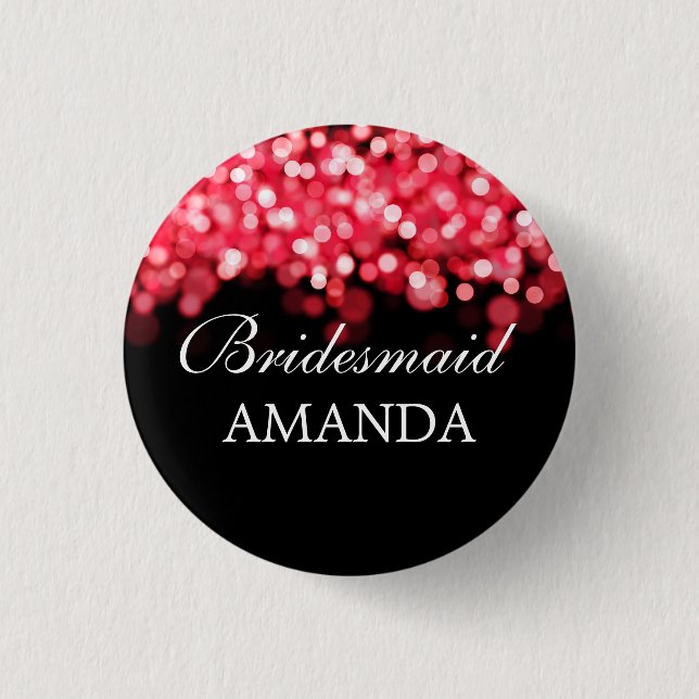 Elegant Bridesmaid Favour Red Lights 1 Inch Round Button (Front)