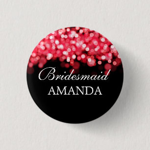 Elegant Bridesmaid Favour Red Lights 1 Inch Round Button