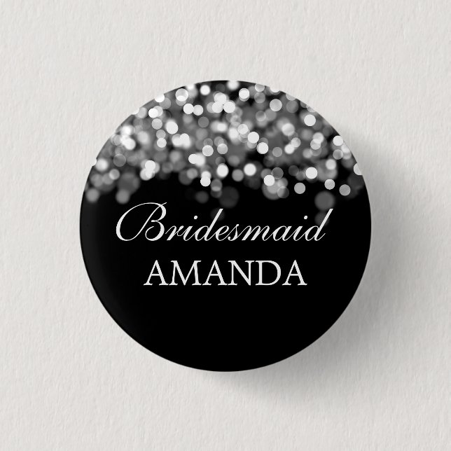 Elegant Bridesmaid Favour Silver Lights 1 Inch Round Button (Front)