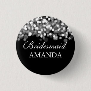 Elegant Bridesmaid Favour Silver Lights 1 Inch Round Button