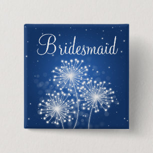 Elegant Bridesmaid Favour Summer Sparkle Sapphire 2 Inch Square Button