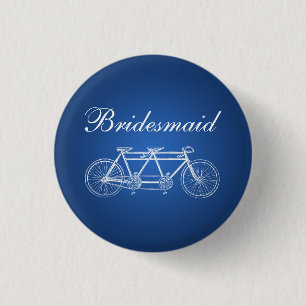 Elegant Bridesmaid Favour Tandem Bike Blue 1 Inch Round Button