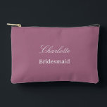 Elegant Bridesmaid Mauve Accessory Pouch<br><div class="desc">Elegant Bridesmaid Mauve Accessory Pouch, please personalize the name of the bridesmaid, using the online personalization template before ordering. The personalization template may also easily be used to personalize the design for other wedding guest roles, such as Maid of Honour, by changing the relevant text accordingly before before adding to...</div>