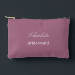 Elegant Bridesmaid Mauve Accessory Pouch<br><div class="desc">Elegant Bridesmaid Mauve Accessory Pouch, please personalize the name of the bridesmaid, using the online personalization template before ordering. The personalization template may also easily be used to personalize the design for other wedding guest roles, such as Maid of Honour, by changing the relevant text accordingly before before adding to...</div>