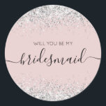 Elegant Bridesmaid Proposal glitter confetti Classic Round Sticker<br><div class="desc">Elegant Bridesmaid Proposal glitter confetti</div>