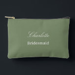 Elegant Bridesmaid Sage Green Accessory Pouch<br><div class="desc">Elegant Bridesmaid Sage Green Accessory Pouch, please personalize the name of the bridesmaid, using the online personalization template before ordering. The personalization template may also easily be used to personalize the design for other wedding guest roles, such as Maid of Honour, by changing the relevant text accordingly before before adding...</div>