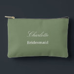 Elegant Bridesmaid Sage Green Accessory Pouch<br><div class="desc">Elegant Bridesmaid Sage Green Accessory Pouch, please personalize the name of the bridesmaid, using the online personalization template before ordering. The personalization template may also easily be used to personalize the design for other wedding guest roles, such as Maid of Honour, by changing the relevant text accordingly before before adding...</div>