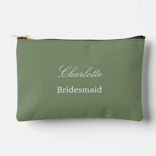 Elegant Bridesmaid Sage Green Accessory Pouch (Front)