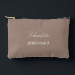 Elegant Bridesmaid Taupe Accessory Pouch<br><div class="desc">Elegant Bridesmaid Taupe Accessory Pouch, please personalize the name of the bridesmaid, using the online personalization template before ordering. The personalization template may also easily be used to personalize the design for other wedding guest roles, such as Maid of Honour, by changing the relevant text accordingly before before adding to...</div>