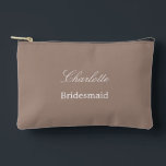 Elegant Bridesmaid Taupe Accessory Pouch<br><div class="desc">Elegant Bridesmaid Taupe Accessory Pouch, please personalize the name of the bridesmaid, using the online personalization template before ordering. The personalization template may also easily be used to personalize the design for other wedding guest roles, such as Maid of Honour, by changing the relevant text accordingly before before adding to...</div>