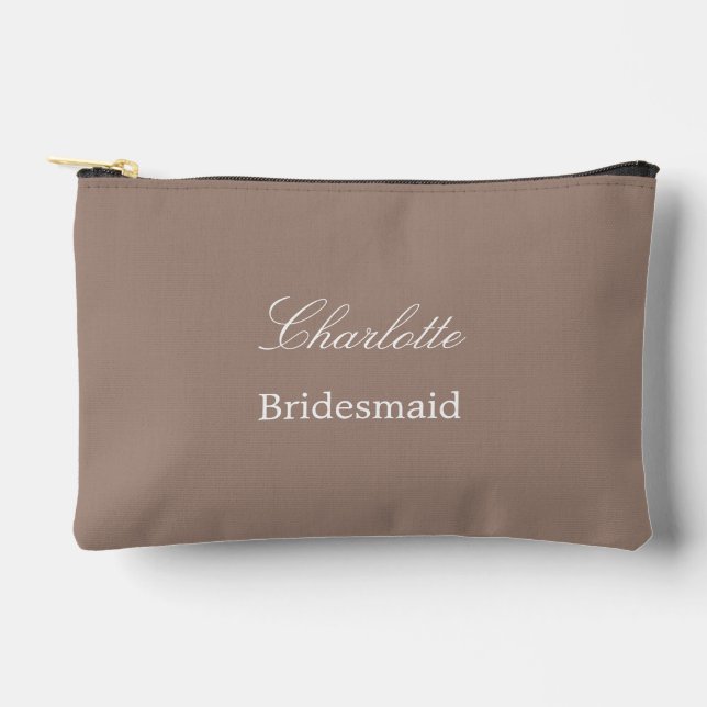 Elegant Bridesmaid Taupe Accessory Pouch (Front)