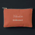 Elegant Bridesmaid Terracotta Accessory Pouch<br><div class="desc">Elegant Bridesmaid Terracotta Accessory Pouch, please personalize the name of the bridesmaid, using the online personalization template before ordering. The personalization template may also easily be used to personalize the design for other wedding guest roles, such as Maid of Honour, by changing the relevant text accordingly before before adding to...</div>
