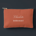 Elegant Bridesmaid Terracotta Accessory Pouch<br><div class="desc">Elegant Bridesmaid Terracotta Accessory Pouch, please personalize the name of the bridesmaid, using the online personalization template before ordering. The personalization template may also easily be used to personalize the design for other wedding guest roles, such as Maid of Honour, by changing the relevant text accordingly before before adding to...</div>