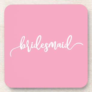 Elegant Bridesmaid Wedding Calligraphy Coaster