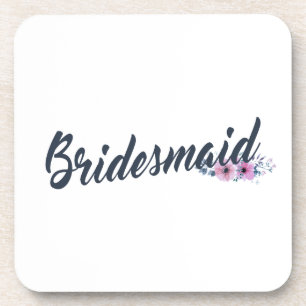 Elegant Bridesmaid Wedding Calligraphy Coaster