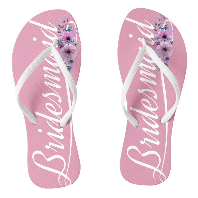 Elegant Bridesmaid Wedding Calligraphy Flip Flops (Footbed)