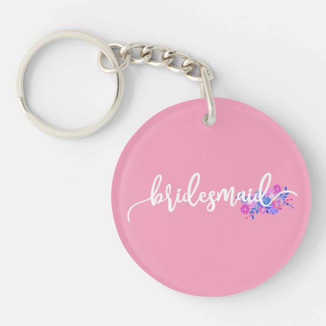 Elegant Bridesmaid Wedding Calligraphy | Keychain (Front)
