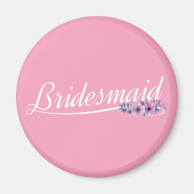 Elegant Bridesmaid Wedding Calligraphy Magnet (Front)