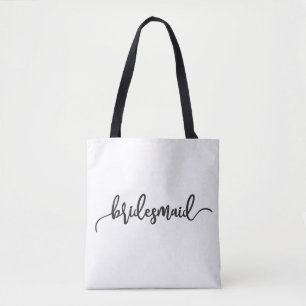 Elegant Bridesmaid Wedding Calligraphy Tote Bag