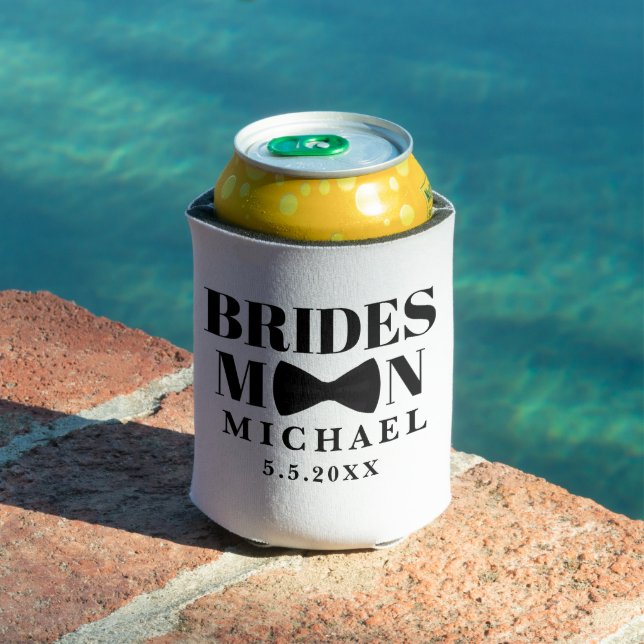 elegant bridesman black white bow wedding  can cooler (In Situ Pool)