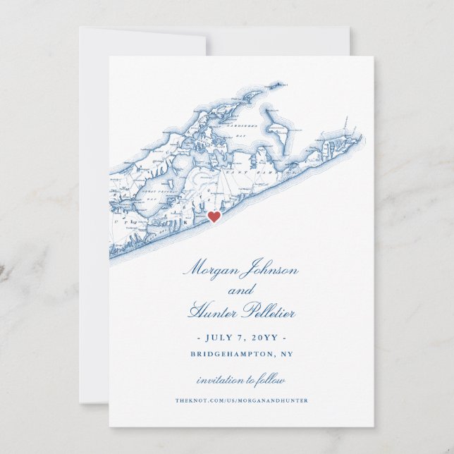 Elegant Bridgehampton Tennis & Surf Club Wedding Save The Date (Front)