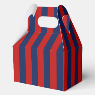Elegant Bright Blue and Red Striped Pattern Favor Box